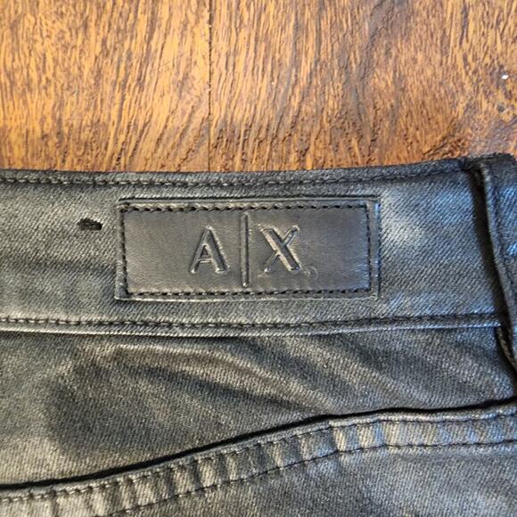 Armani Exchange J01 Mid-Rise Super Skinny Black Coated Jeans, Size 26 - Picture 10 of 12